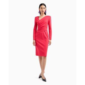 EMPORIO ARMANI STRETCH MILANO RED DRESS WITH ASYMMETRIC AND DRAPING SIZE IT 44/